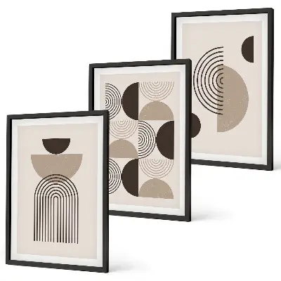 Apstraktni minimalistički uzorci triptih u okviru