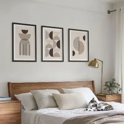 Apstraktni minimalistički uzorci triptih u okviru