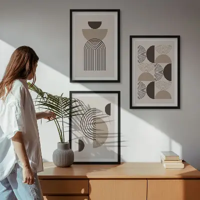 Apstraktni minimalistički uzorci triptih u okviru