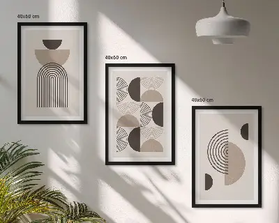 Apstraktni minimalistički uzorci triptih u okviru