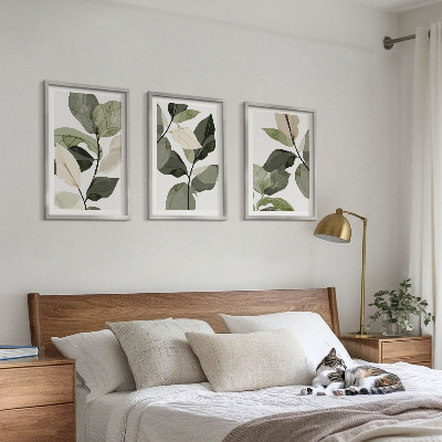 Zidna galerija Oslikani listovi biljke u boho stilu
