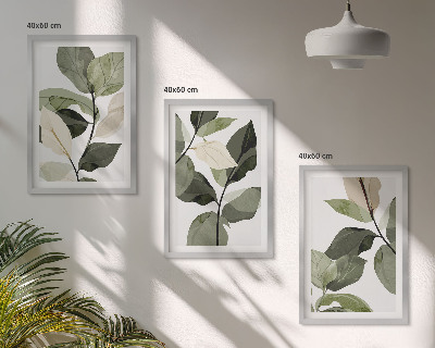 Zidna galerija Oslikani listovi biljke u boho stilu