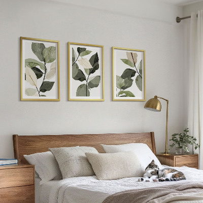 Zidna galerija Oslikani listovi biljke u boho stilu