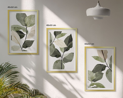 Zidna galerija Oslikani listovi biljke u boho stilu