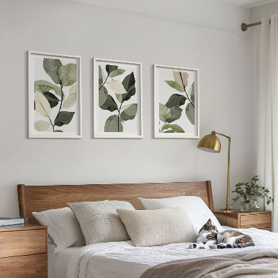 Zidna galerija Oslikani listovi biljke u boho stilu