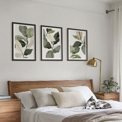 Zidna galerija Oslikani listovi biljke u boho stilu