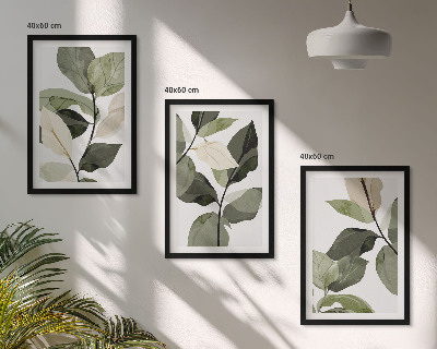 Zidna galerija Oslikani listovi biljke u boho stilu
