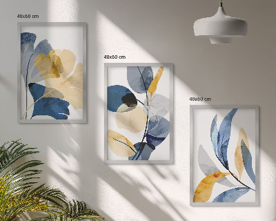 Set 3 slike u okviru Akvarel biljnih motiva