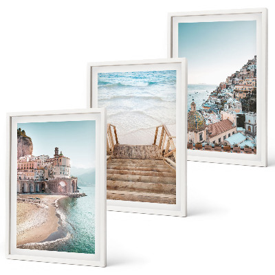 Set 3 slike u okviru Ljetni pastelni pogledi na plažu