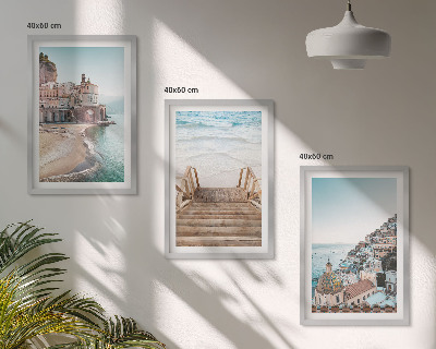 Set 3 slike u okviru Ljetni pastelni pogledi na plažu