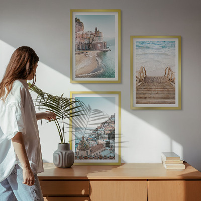 Set 3 slike u okviru Ljetni pastelni pogledi na plažu