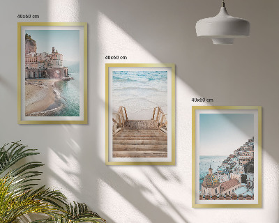 Set 3 slike u okviru Ljetni pastelni pogledi na plažu