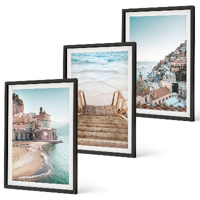 Set 3 slike u okviru Ljetni pastelni pogledi na plažu