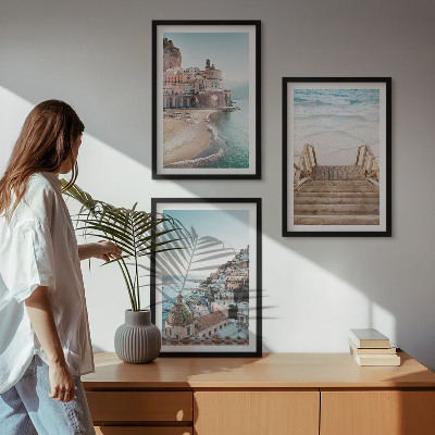 Set 3 slike u okviru Ljetni pastelni pogledi na plažu