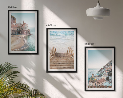 Set 3 slike u okviru Ljetni pastelni pogledi na plažu