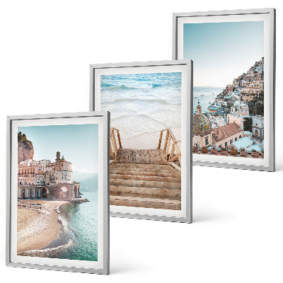 Set 3 slike u okviru Ljetni pastelni pogledi na plažu