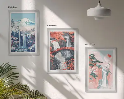 Zidna galerija slapovi, planine, most i drveće