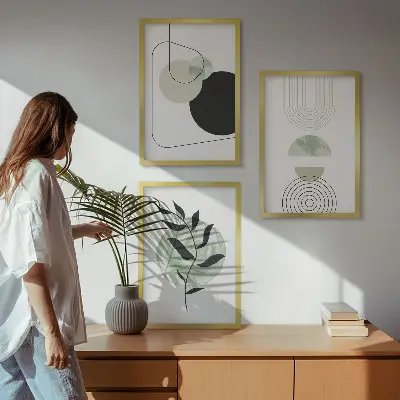 Apstraktni oblici biljaka triptih u okviru