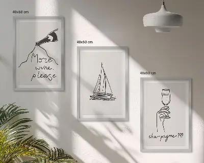 Zidna galerija linija crteža s motivom vinske jedrilice
