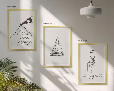 Zidna galerija linija crteža s motivom vinske jedrilice