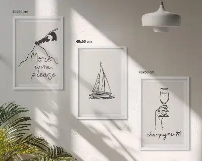 Zidna galerija linija crteža s motivom vinske jedrilice