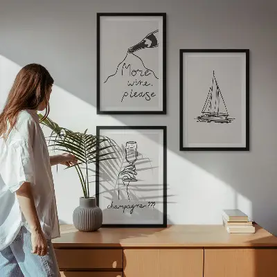 Zidna galerija linija crteža s motivom vinske jedrilice