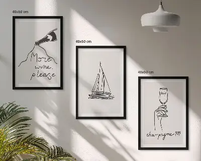 Zidna galerija linija crteža s motivom vinske jedrilice