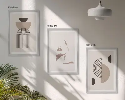 Apstraktni oblici i lica set od 3 slike u okviru