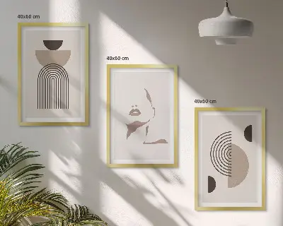 Apstraktni oblici i lica set od 3 slike u okviru