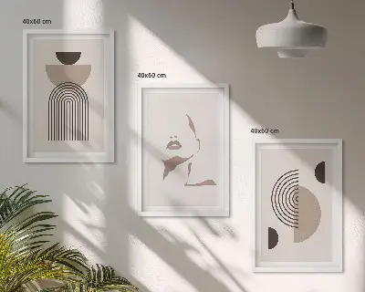 Apstraktni oblici i lica set od 3 slike u okviru