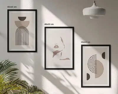 Apstraktni oblici i lica set od 3 slike u okviru