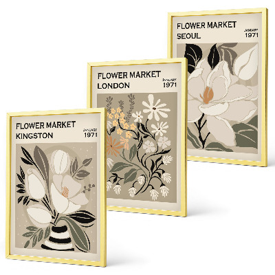 Triptih u okviru Retro cvijeće iz gradova diljem svijeta