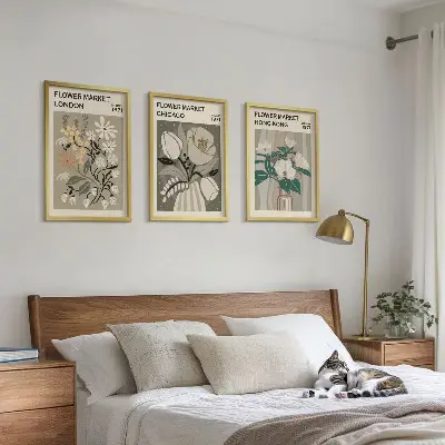 Set 3 slike u okviru sa motivom sajmova cvijeća London, Chicago i Hong Kong