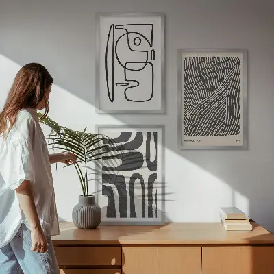 Zidna galerija apstraktni uzorci s linijama i teksturama