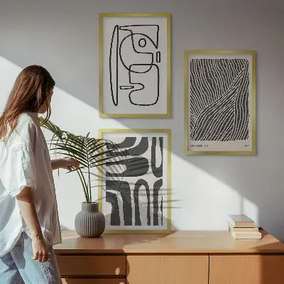 Zidna galerija apstraktni uzorci s linijama i teksturama