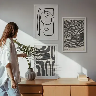 Zidna galerija apstraktni uzorci s linijama i teksturama