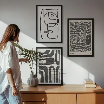Zidna galerija apstraktni uzorci s linijama i teksturama