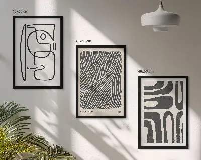 Zidna galerija apstraktni uzorci s linijama i teksturama