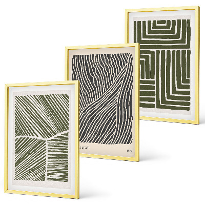 Set 3 slike u okviru Uzorci linija oblici zelene