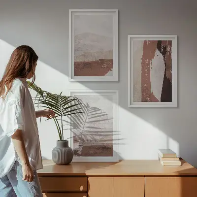 Zidna galerija smeđi i bež apstraktni uzorci