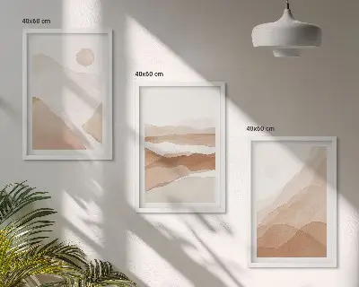 Apstraktni smeđi pejzaži triptih u okviru