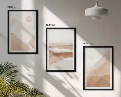 Apstraktni smeđi pejzaži triptih u okviru
