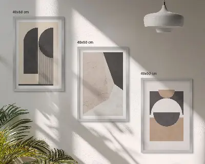 Apstraktni oblici bež smeđa triptih u okviru