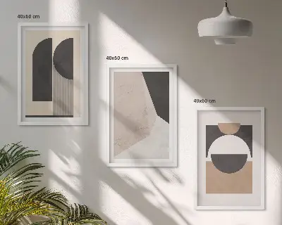 Apstraktni oblici bež smeđa triptih u okviru