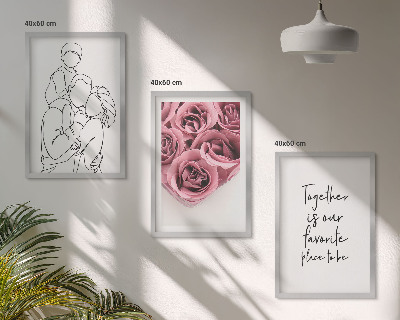 Zidna galerija Obiteljski buketi ruža s linijskom umjetnošću
