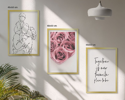 Zidna galerija Obiteljski buketi ruža s linijskom umjetnošću
