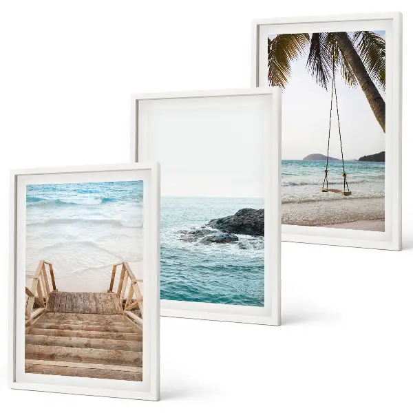 Set od 3 slike u okviru morska ljuljačka na plaži