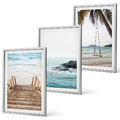 Set od 3 slike u okviru morska ljuljačka na plaži