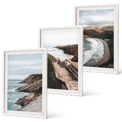 Set 3 slike u okviru Pogledi na litice, krajolici plaže
