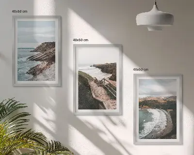 Pogledi na litice i krajolici plaže set od 3 slike u okviru